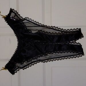 NWOT Crotchless Panty, Sexy Black Lace, One Size